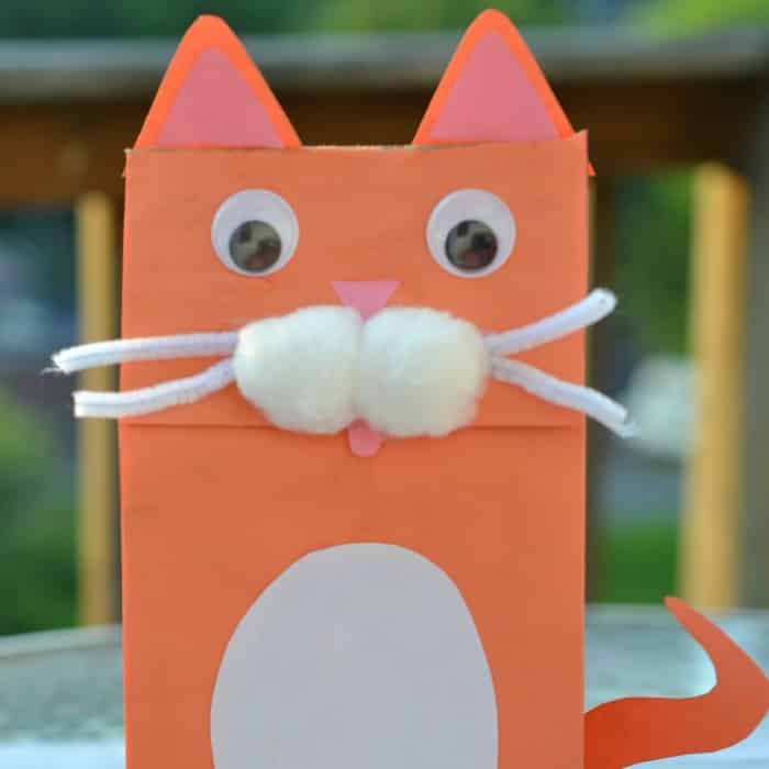 Cat Paper Bag Puppet Kid Craft