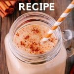 long image for pinterest with pumpkin pie smoothie in a jar
