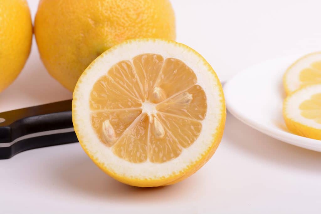 a lemon cut in half