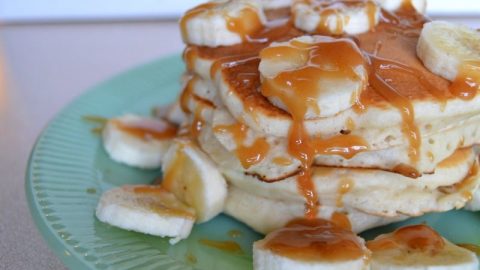 Banana Pancakes with Peanut Butter Sauce