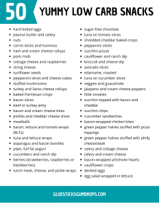 printable list of 50 low carb snacks