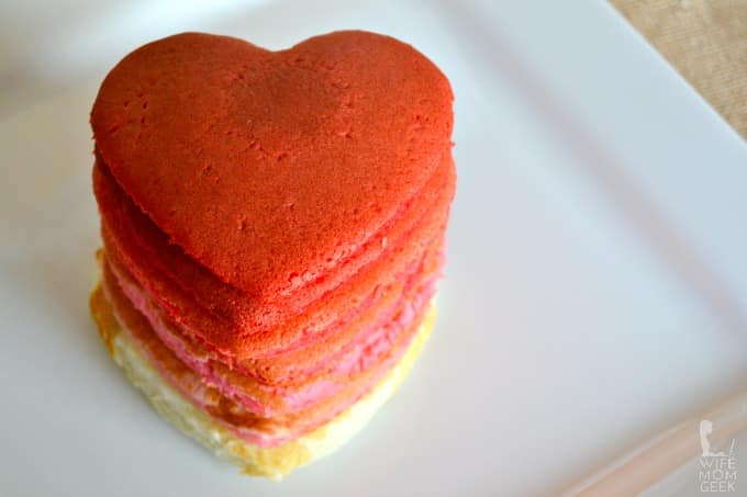 Heart-shaped pancakes for Valentine's Day