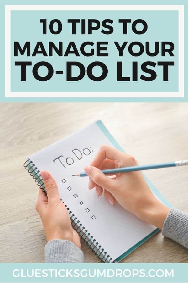 pinterest image - woman's hands making a to-do list