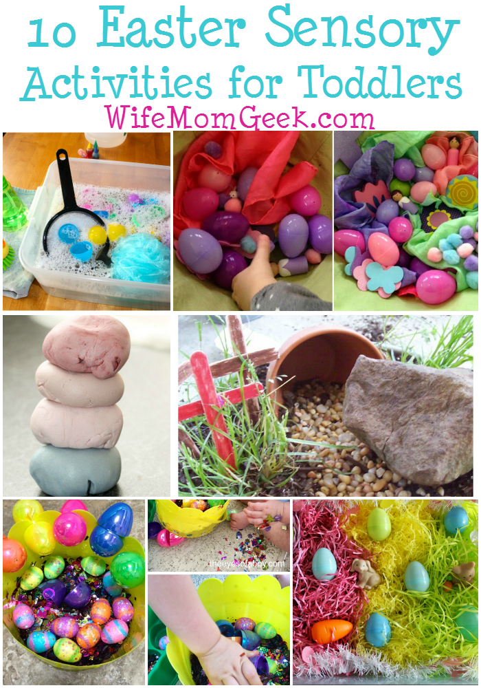 collage of various sensory activities for Easter