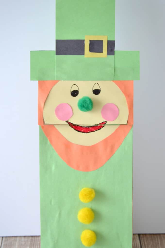 leprechaun paper bag puppet