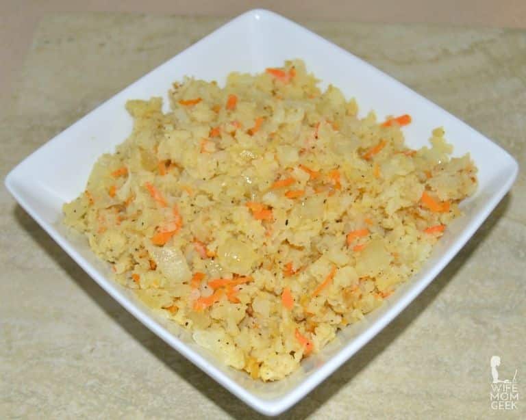 riced cauliflower with carrots and onions low carb