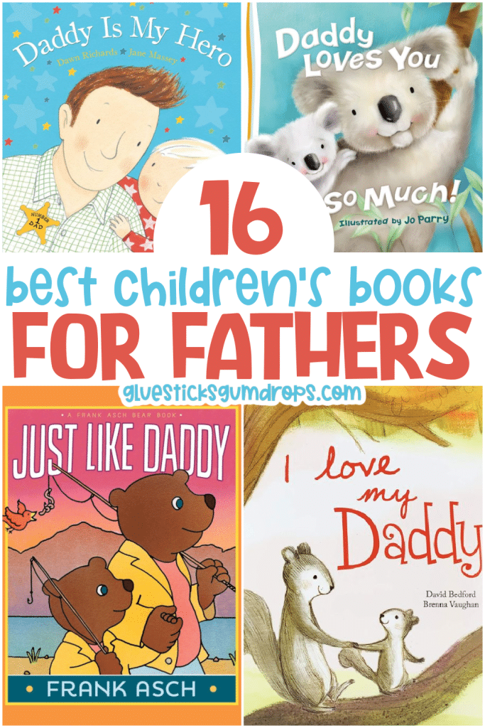 pin collage of kids' books for dads