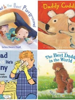 collage of books dads can read to their kids