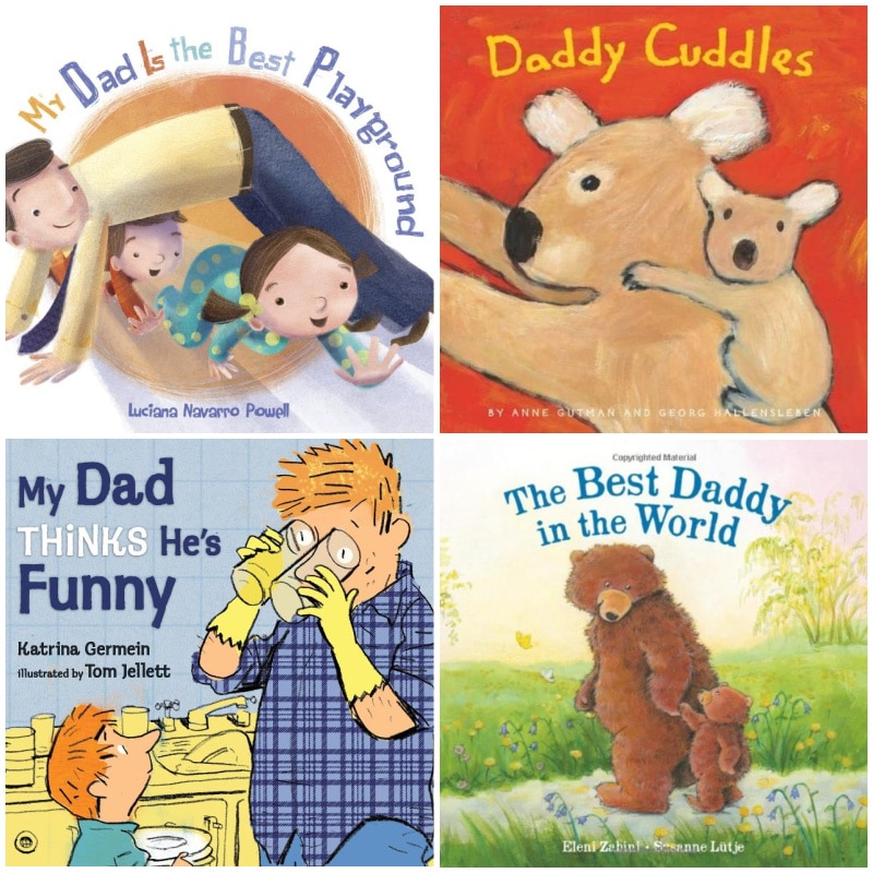 collage of books dads can read to their kids