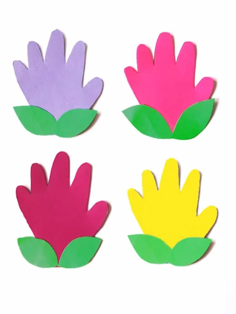 colorful handprint tulip cards