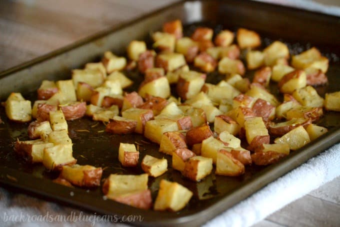 roasted red potatoes in sheet pan