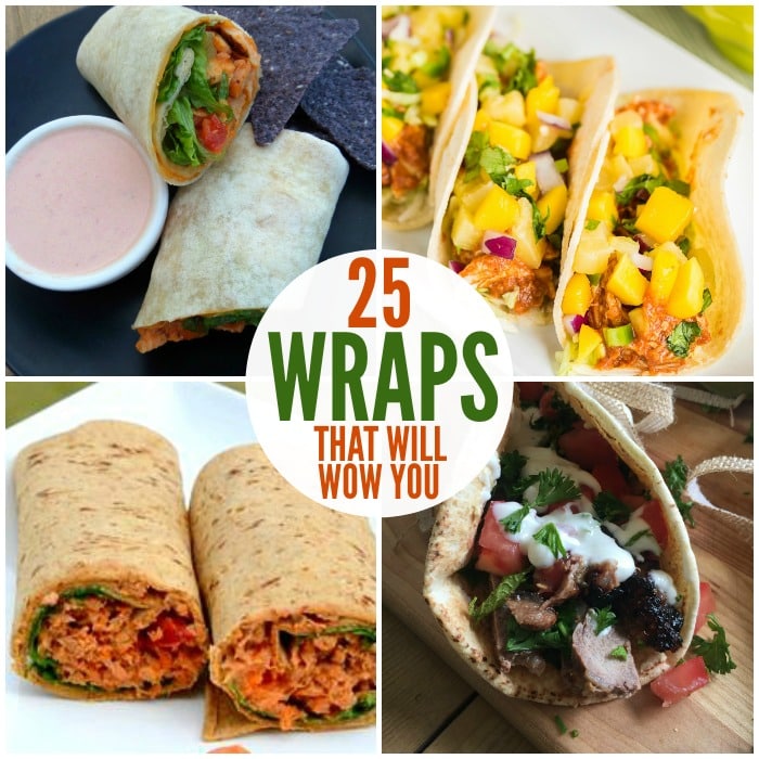4-image collage of different wrap recipes