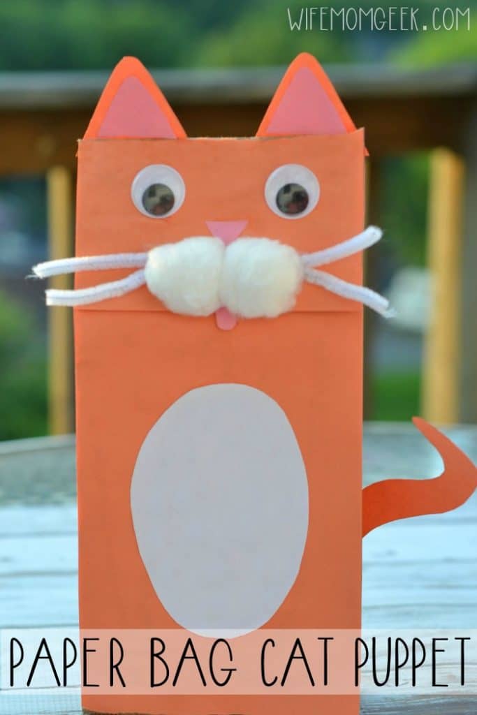 Cat Paper Bag Puppet Kid Craft