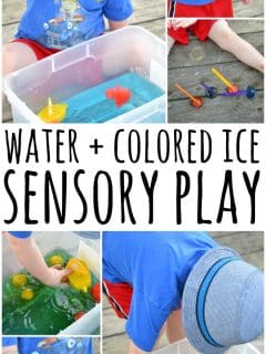 Water Play Sensory Bin with Colored Ice