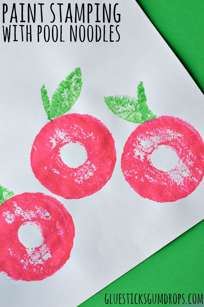 Apple craft - paint stamping with pool noodles