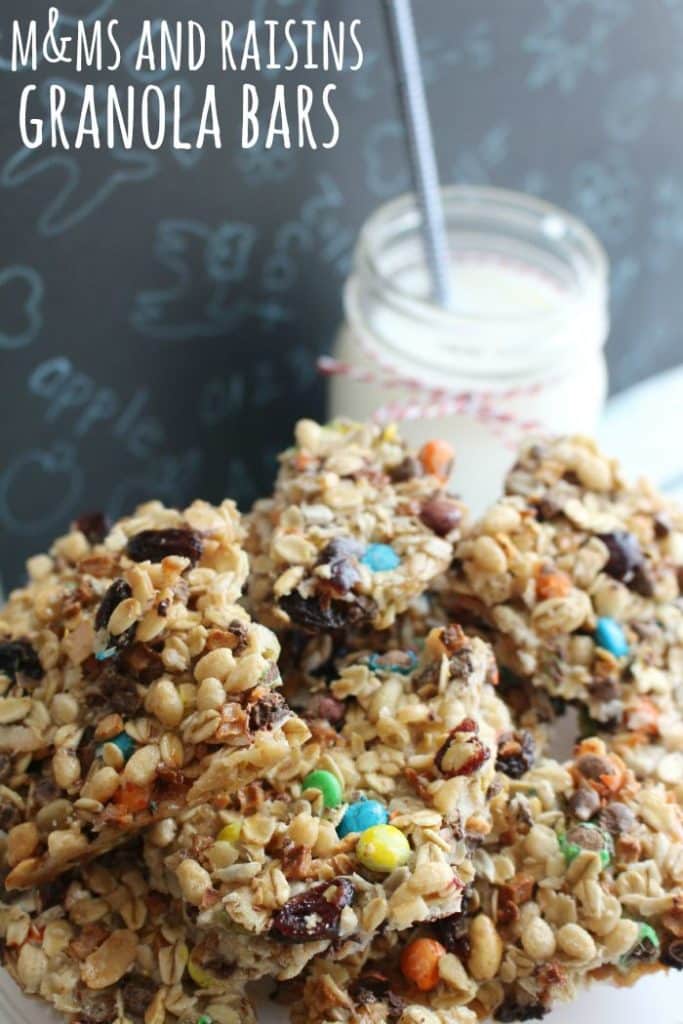 Homemade Granola Bars With M&MS and Raisins