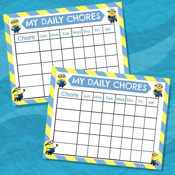 minion chore chart square