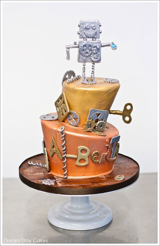 modern robot cake by yeni monroy at dream day cakes