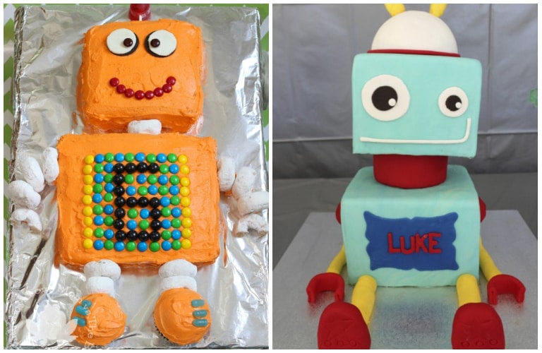 robot cake ideas - some easy to make and some made by a professional cake decorator