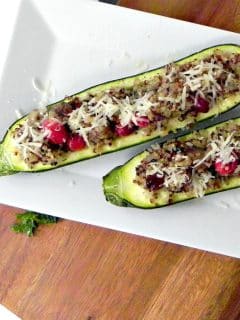 Quinoa and Sausage Stuffed Zucchini. Quick and easy and full of goodness