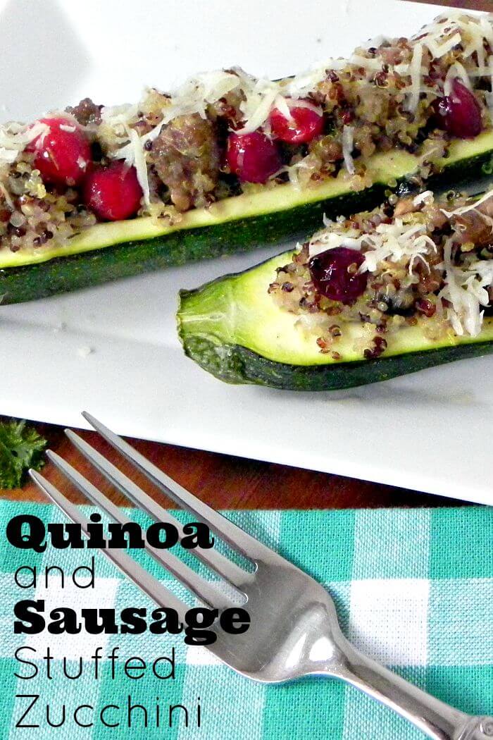 Quinoa and Sausage Stuffed Zucchini . A quick and easy dinner your family will love.