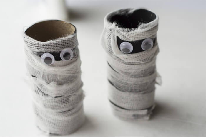 Toilet Paper Roll Mummy Craft For Halloween 