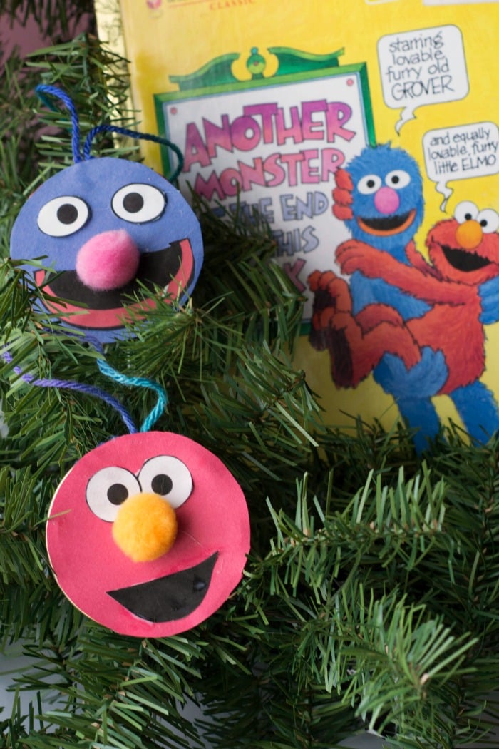 Elmo and Grover double-sided ornament based on Another Monster at the End of This Book