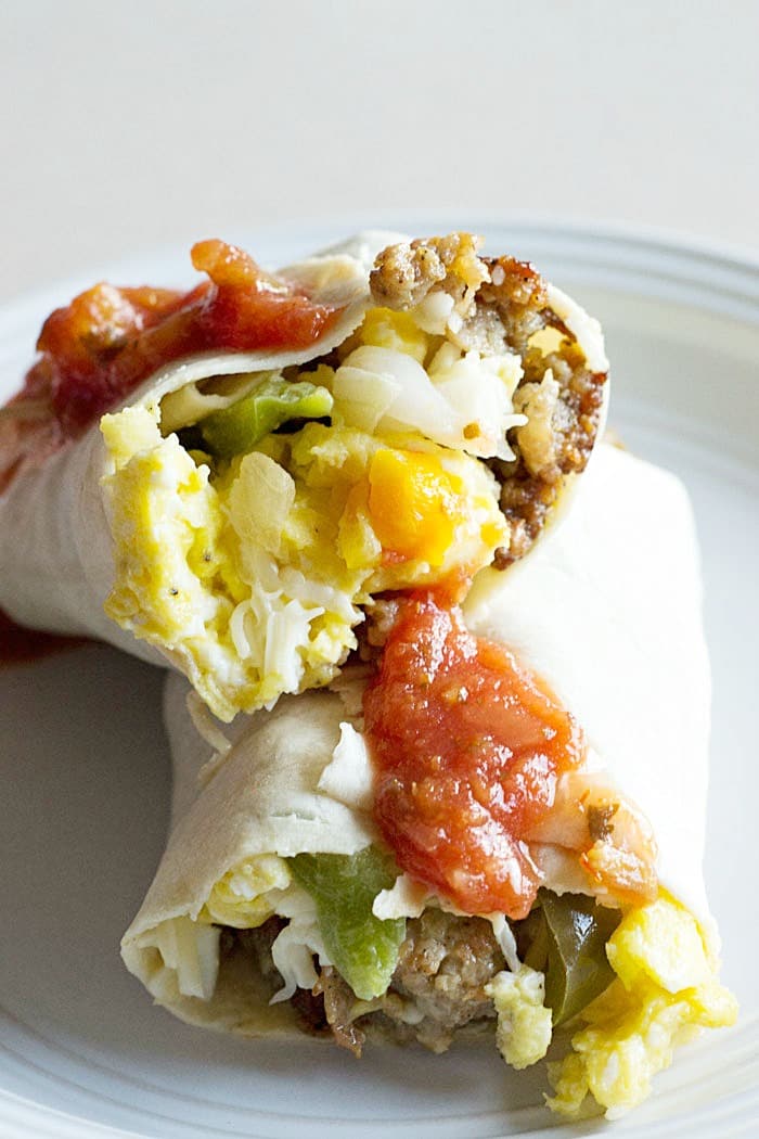 Low Carb Breakfast Burrito With Sausage And Peppers Glue Sticks And 