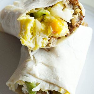 Low Carb Sausage Egg and Peppers Breakfast Burrito 1