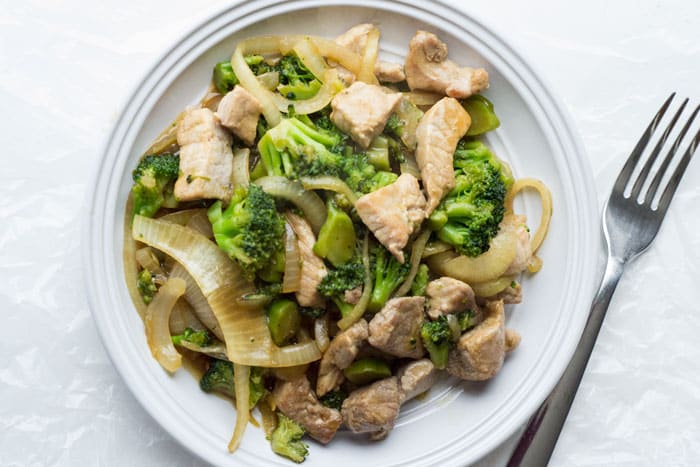 Pork Stir Fry With Broccoli and Onions