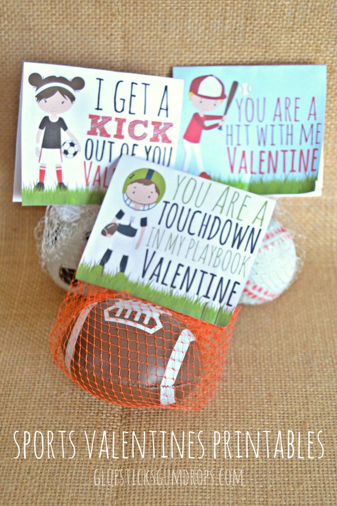 Sports Valentine Printables for Soccer, Football, Baseball & Basketball