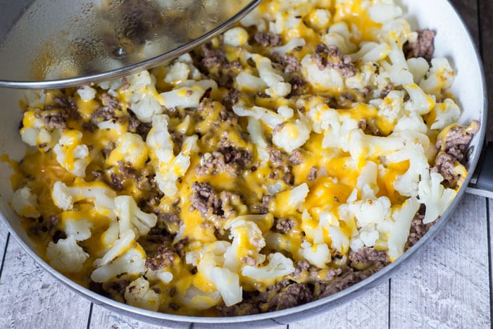 Cauliflower and Ground Beef Hash