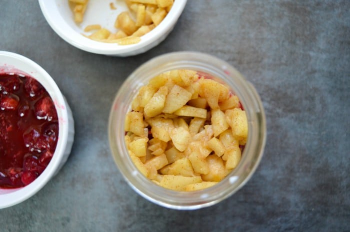 view of the cinnamon apples in the jar