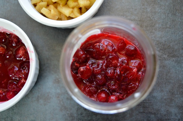 top view of the cranberry sauce in the jar