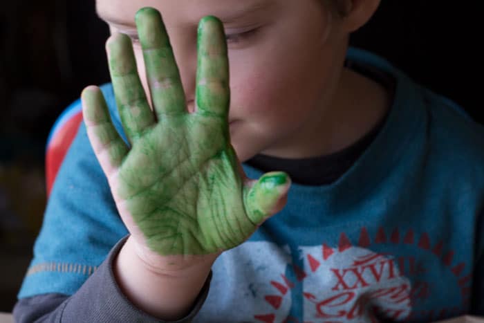 Making Handprint Christmas Trees