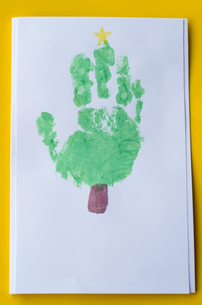 Handprint Christmas Tree Card - Glue Sticks and Gumdrops