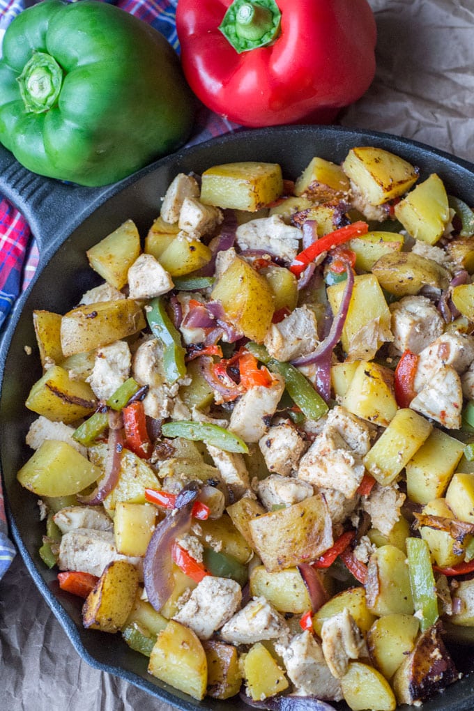 This chicken, peppers and potatoes skillet dinner is one of those easy family meals that kids and adults alike will enjoy.