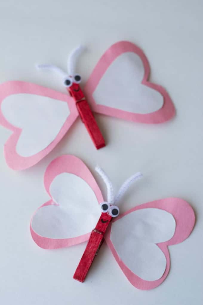 This heart butterfly is an easy valentine craft for kids.