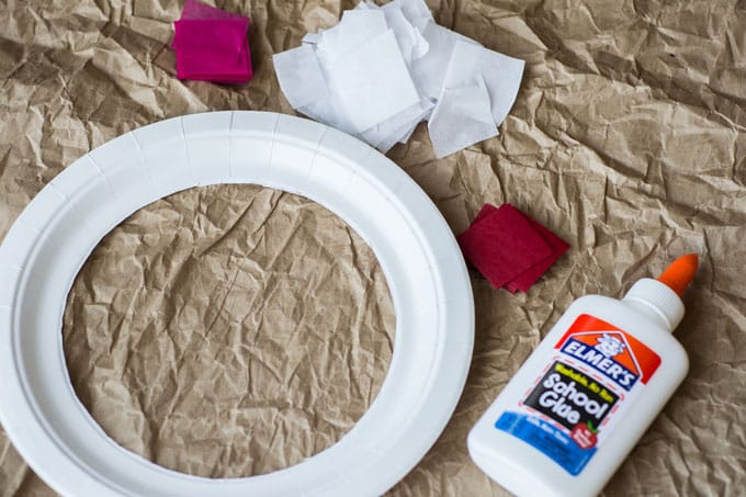 materials for valentines day paper plate wreath