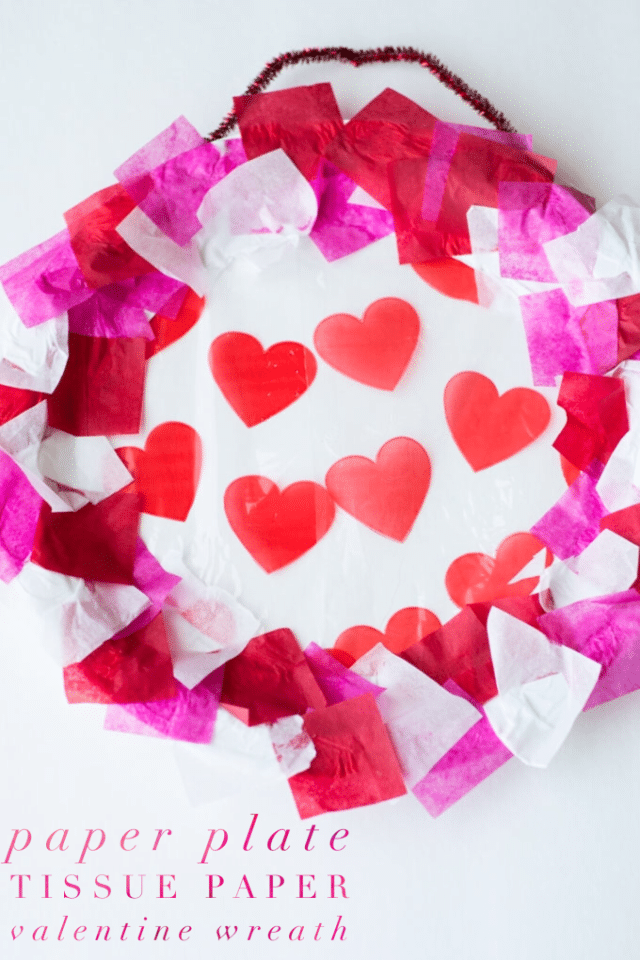 Paper Plate & Tissue Paper Valentine Wreath - Glue Sticks and Gumdrops