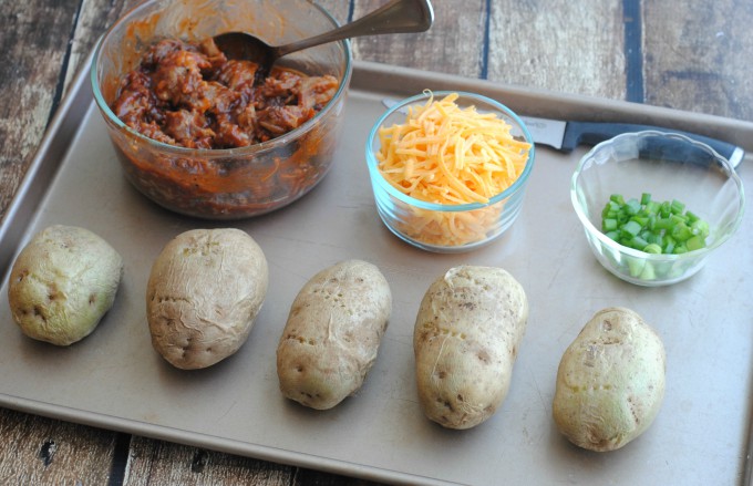 Ingredients for BBQ Pork Baked Potatoes