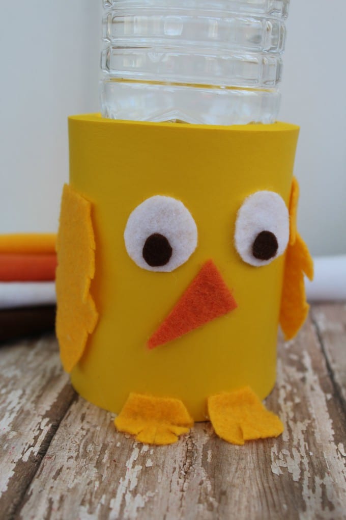 easter chick drink koozie with water