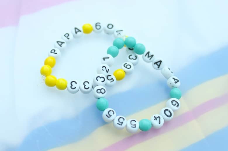 phone number bracelet for kids to help them if they get lost