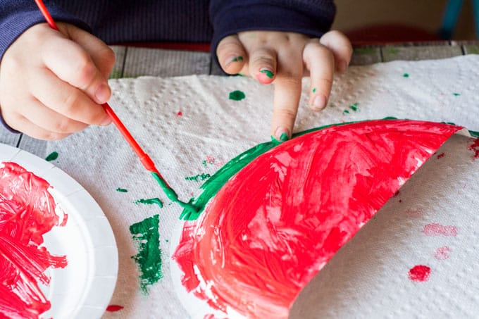 paper plate watermelon craft