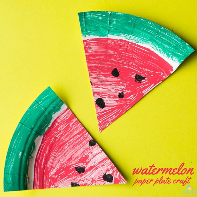 watermelon paper plate craft square