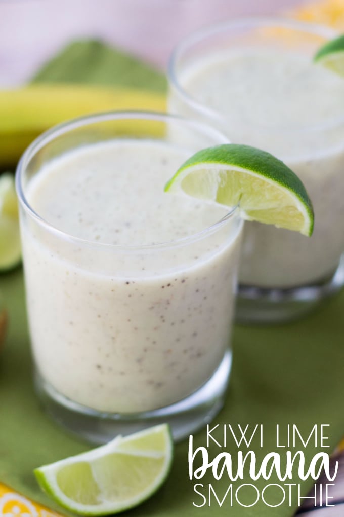 Refreshing Kiwi Lime Banana Smoothie - a wonderful combination of sweet and tart fruit flavors!