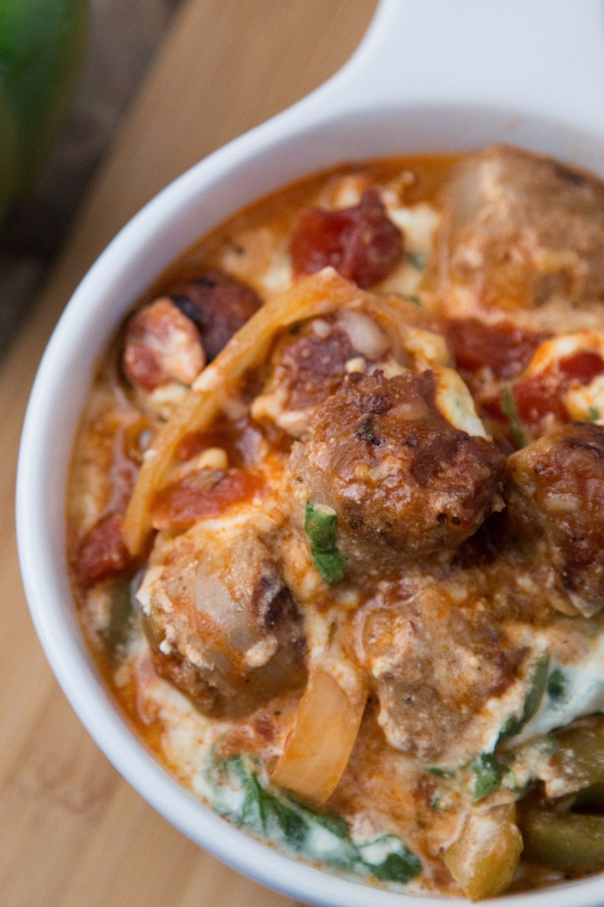Cheesy Low Carb Sausage and Spinach Casserole
