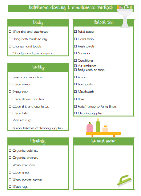 bathroom maintenance checklist