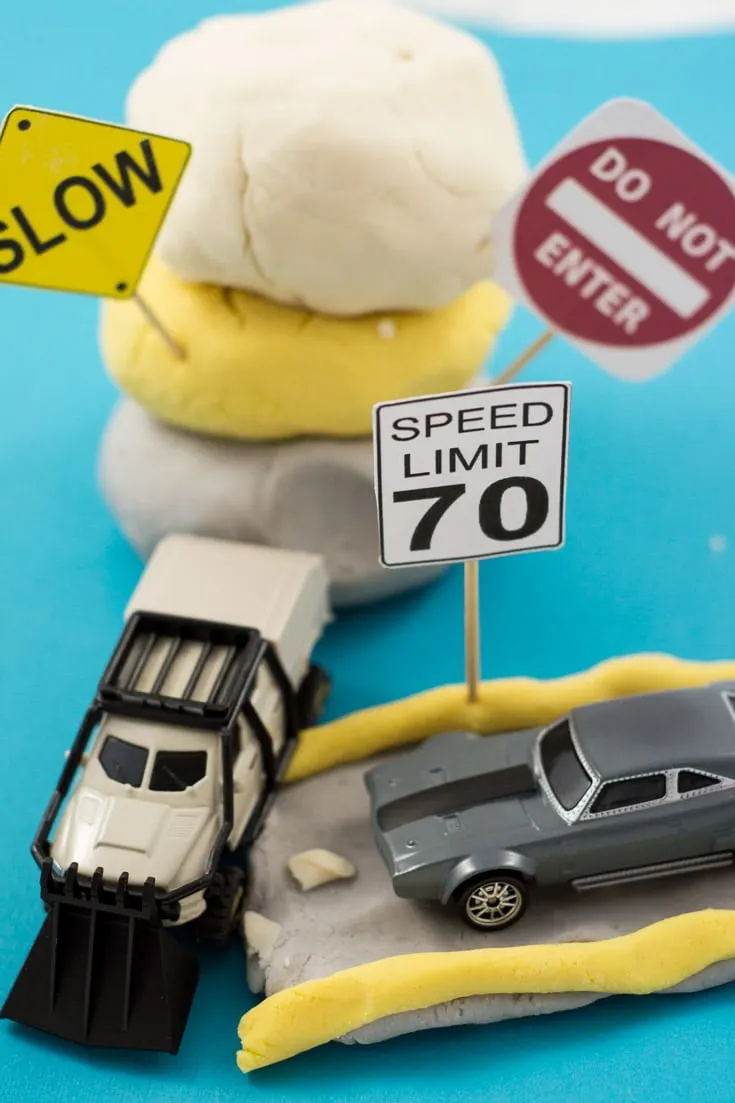Road Themed Play Dough for Playing with Toy Cars