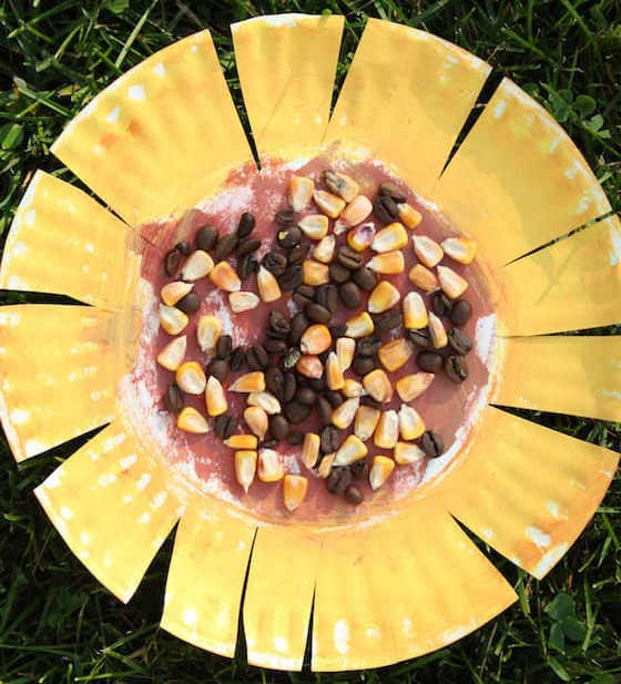 sunflower made from a paper plate